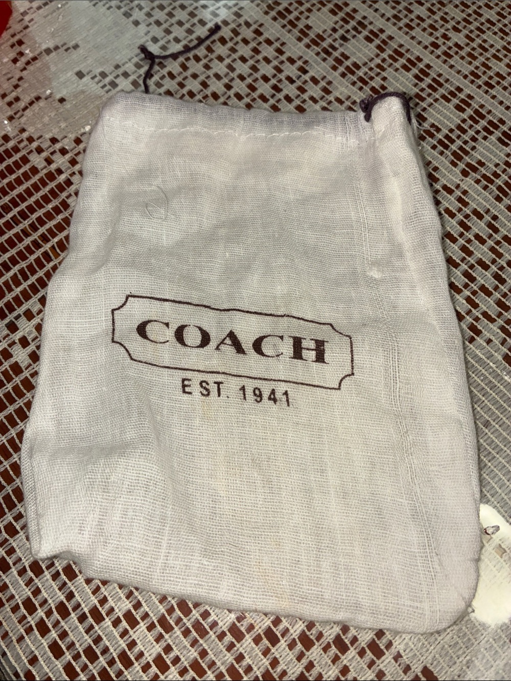 Coach Cream Drawstring Logo Dust Bag with Brown Print 6.5β x 5β